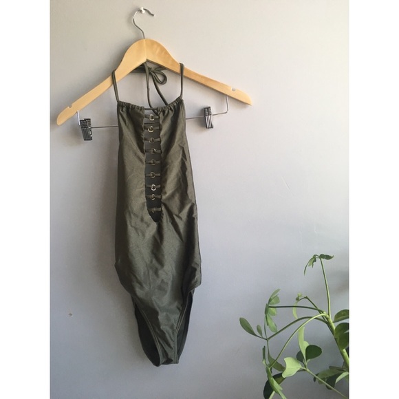 Forever 21 Other - Forever 21 Metallic Green Halter Swimsuit